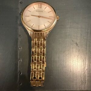 Fossil Gold-Tone Watch with Roman Numerals